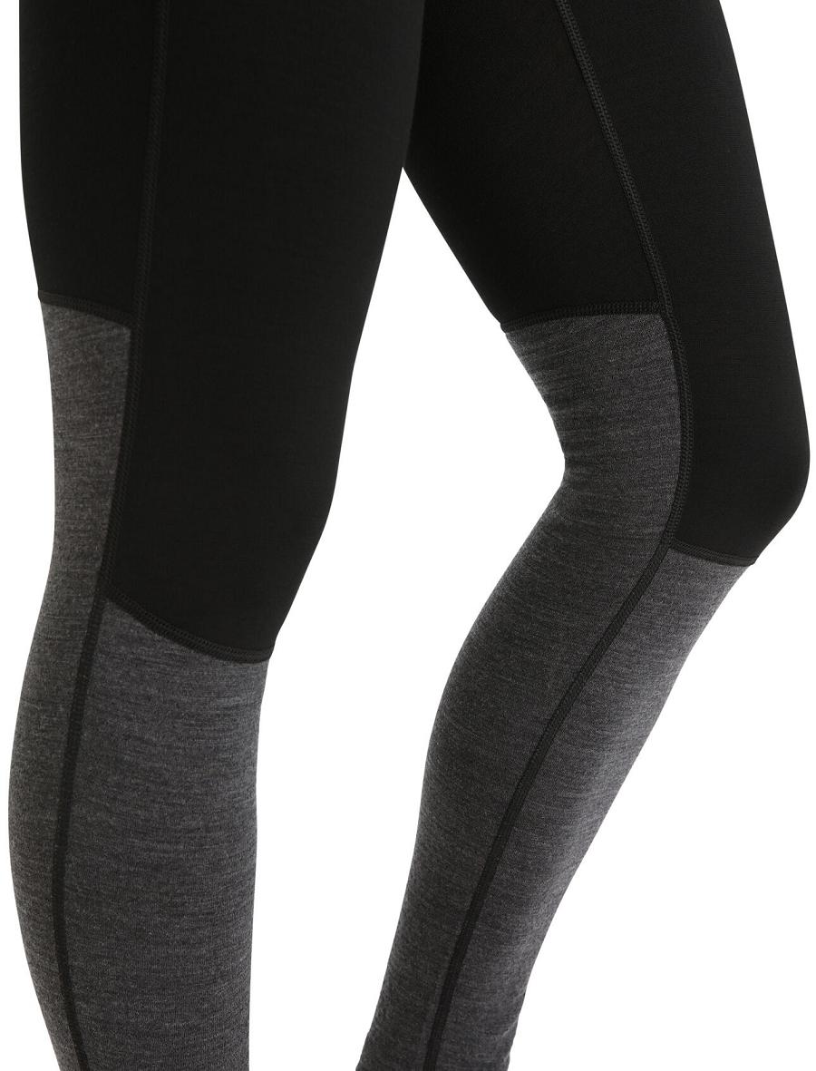 Women's Icebreaker 200 ZoneKnit™ Merino Leggings Base Layers Black / Jet Heather | CA 1099OKIR